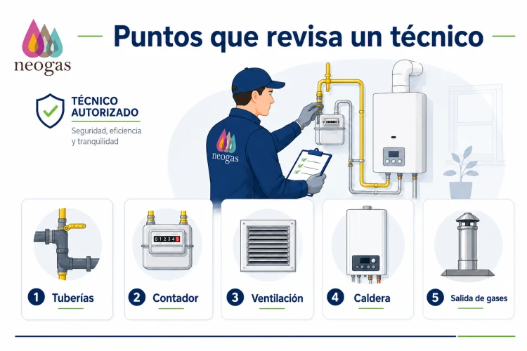 Infografía sencilla con los puntos que revisa un técnico